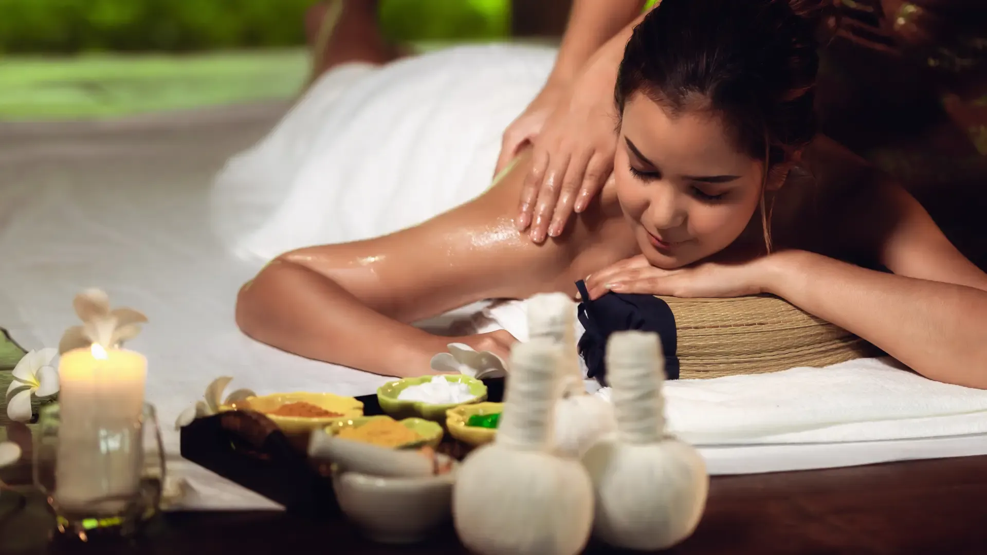 lady in a stone massage